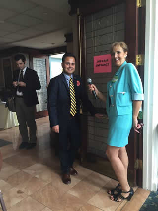 Dave Bautista getting interviewed by Janet Fiore @ The 3rd Annual Job Fair for People with Disabilities